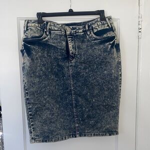 Acid Wash Denim Pencil Skirt
